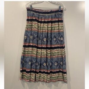 Vintage Lee David Collection Boho Print  Pull On Pleated Skirt Womens Large (188